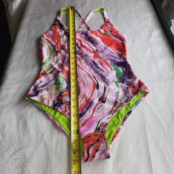 ACNE STUDIOS Witala Face Marble Print One-Piece Swimsuit Sz S - Picture 13 of 14